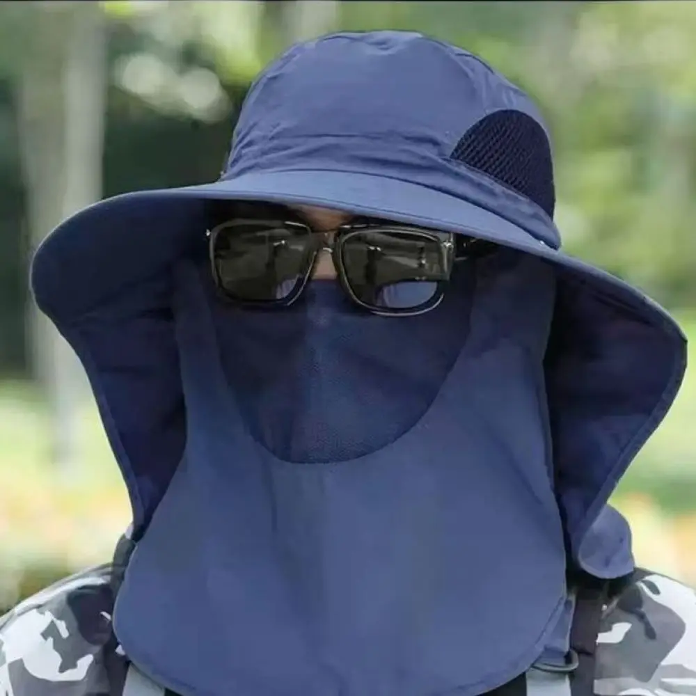 Hiking Fishing Hat Outdoor Sun Protection Wide Brim Cap With Neck Flap And Face Mask Adjustable Lightweight Accessory