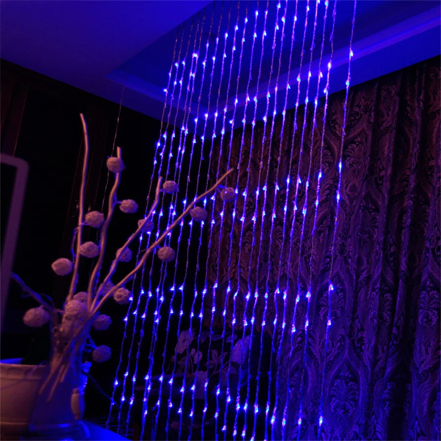 3x3m 3x2m led cachoeira de natal luzes da corda de fadas chuva de meteoros guirlandas lâmpada para janela cortina festa casamento decoração do feriado