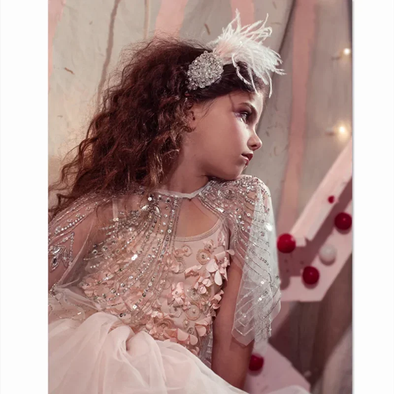 Baby Girl Princess Boutique Clothes Children Costume Diamond Cloak Sweet Style Infant Cape Shiny Shawl Kids Dresses Wear Coats