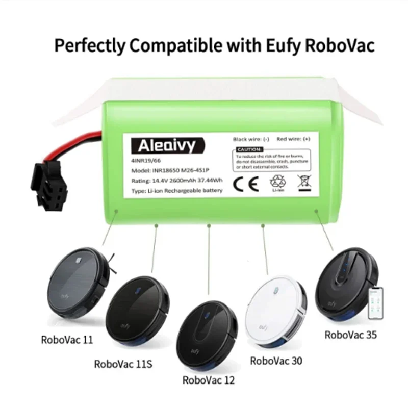 18650 pacco batteria 14.4V 2.6Ah per Cecotec Conga Excellence 950 1090 Ecovacs Deebot DN621 601 Eufy RoboVac 35C Panda i7 V710