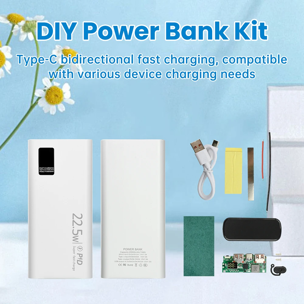 PD22.5W Batterie-Aufbewahrungsbox Schnellladung DIY Power 1260110 Powerbank-Gehäuse Elektronik-Kit – Detail 12