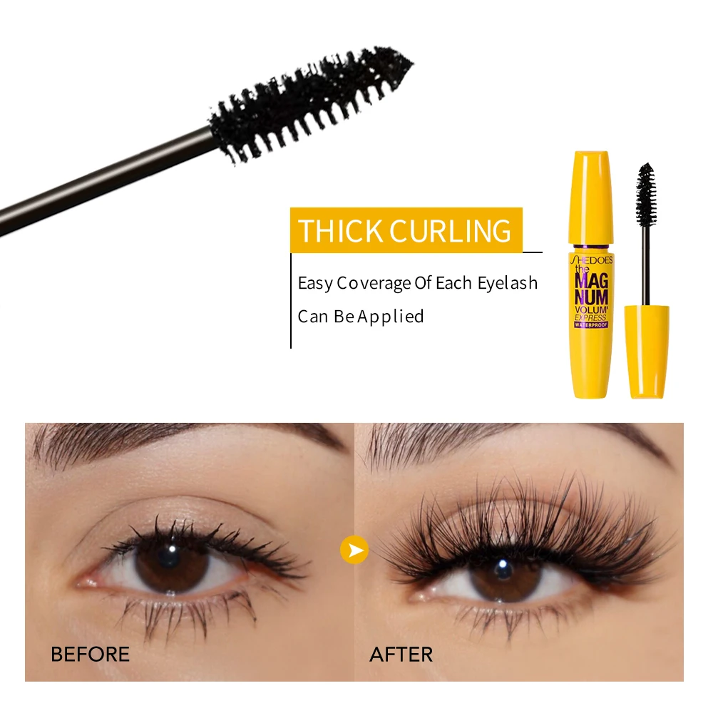 SHEDOES Mascara allungante e arricciacapelli - Formula impermeabile e antimacchia con pennello flessibile per tutti i tipi di beige chiaro