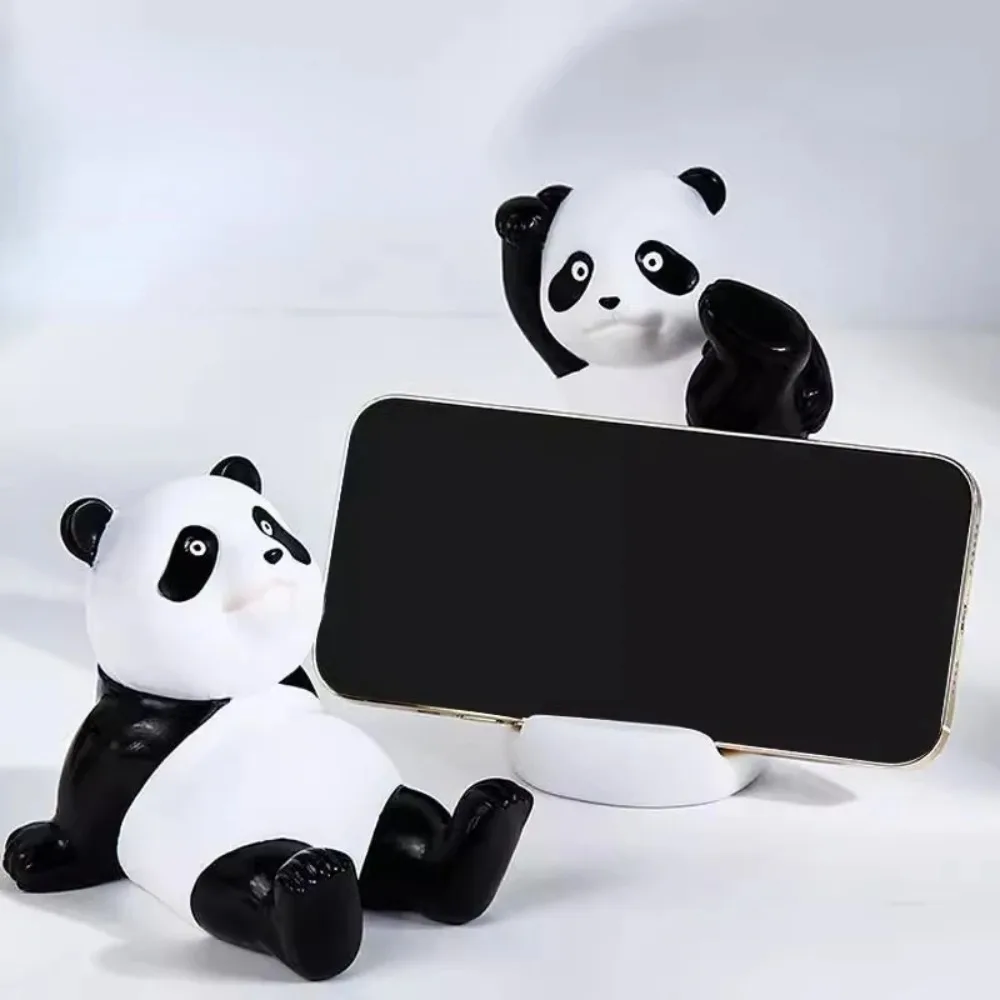 Toy Gifts Sculpture Statue Panda Mobile Phone Holder Panda Cute Phone Bracket Home Decoration Desktop Cartoon Panda Decoration