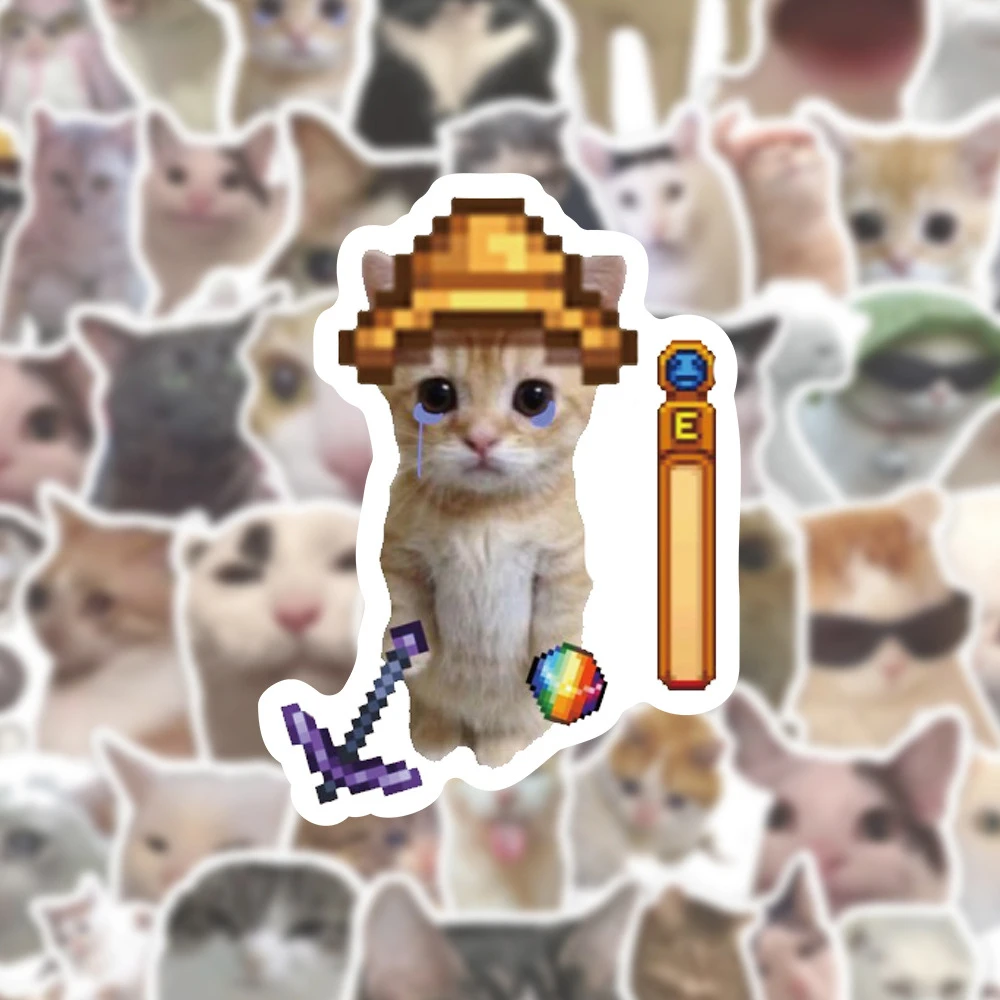

10/30/51pcs Funny Cartoon Cat Meme Stickers Cute Animal Kitten Decals Waterproof DIY Phone Case Scrapbook Guitar Decals Packing