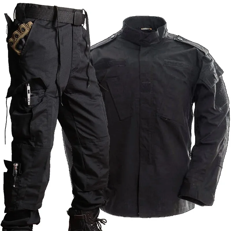 Tactical train Set Men's Windproof Multi-pocket Training Workwear Wear-resistant Tear Resistant Cargo Pants Outdoor Hiking Suits