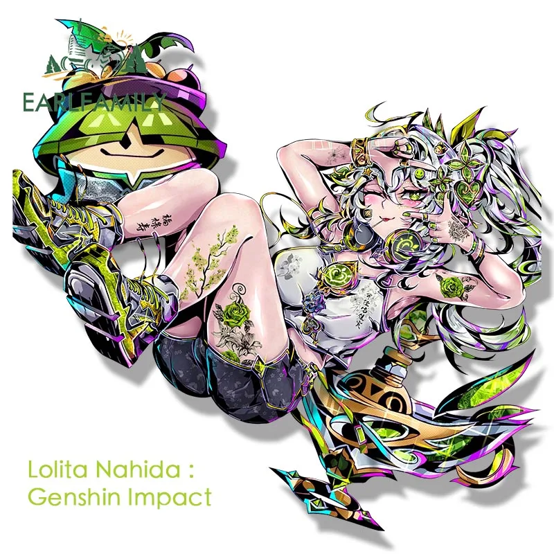 

EARLFAMILY Loli нахида фанат стикер для автомобиля аниме Genshin Impact Waifu Ahegao переводная картинка JDM мультфильм Пекер девушка графффити Slap Стикеры