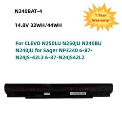 Batería de N240BAT-4 para ordenador portátil, accesorio para CLEVO N250LU N250JU N240BU N240JU para Sager NP3240 6-87-N24JS-42L3 6-87-N24JS42L2, 14,8 V, 32WH/44WH