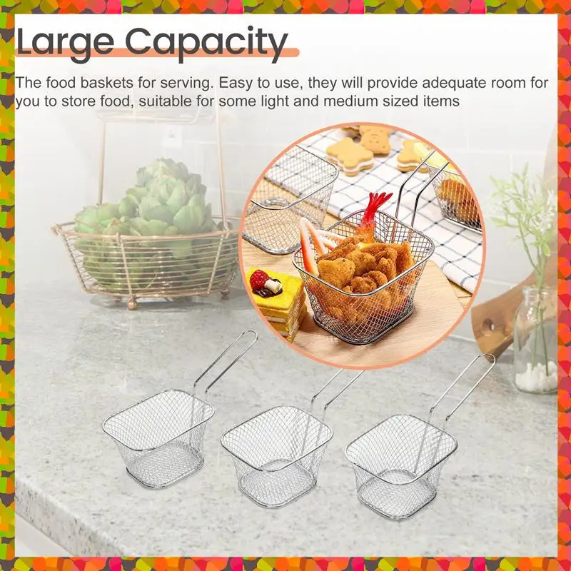 

Promotion! Fry Basket French Fry Holder Chip Mini Basket Food Baskets For Serving Reusable Fries Holder Deep Fryer For Home