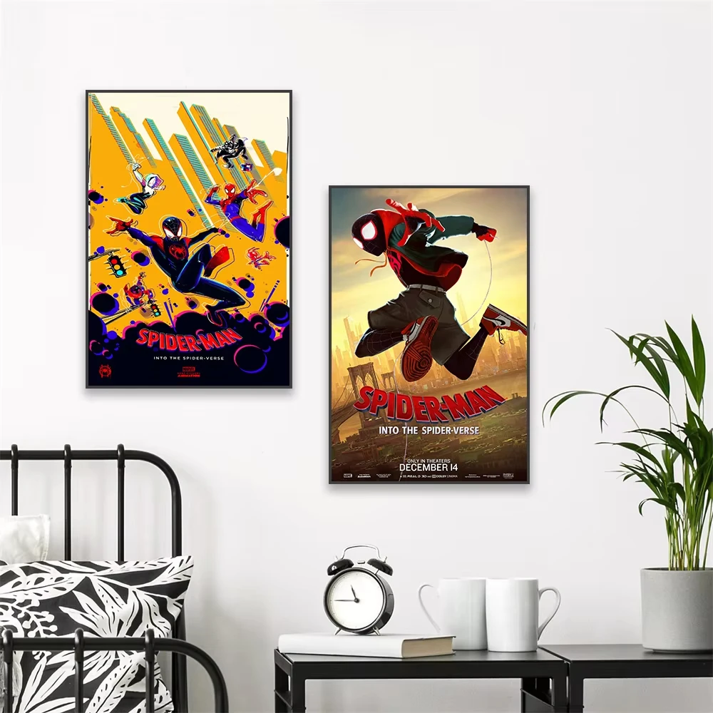 MINISO Spider Man Into the Spider Verse Poster Disney Spider Man Tela Pittura Cartoon Comic Stampa Supereroe Art Room Decor