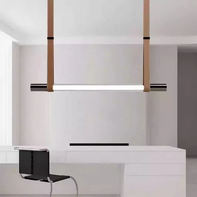 One-word long dining table island bar glass lamp modern simple and advanced