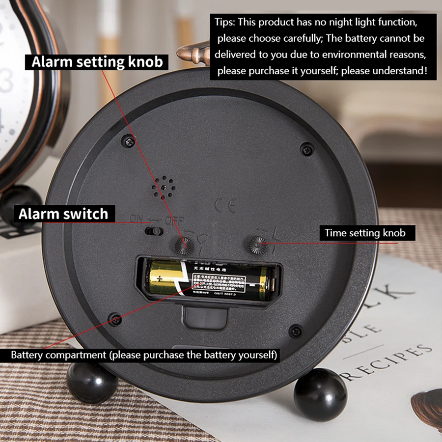 1 Piece Retro Metal Base Clock, American Creative Clock; Personalized and Minimalist Pointer Clock; Room and Home Decoration Use