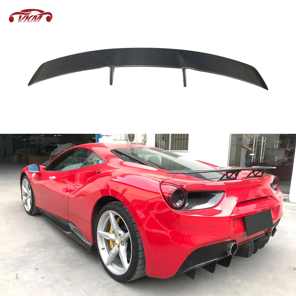 

Dry Carbon Fiber Material Rear Trunk Spoiler FRP Unpainted Black Lip Wings Case for Ferrari 488 N Style 2015 2016 2017 2018