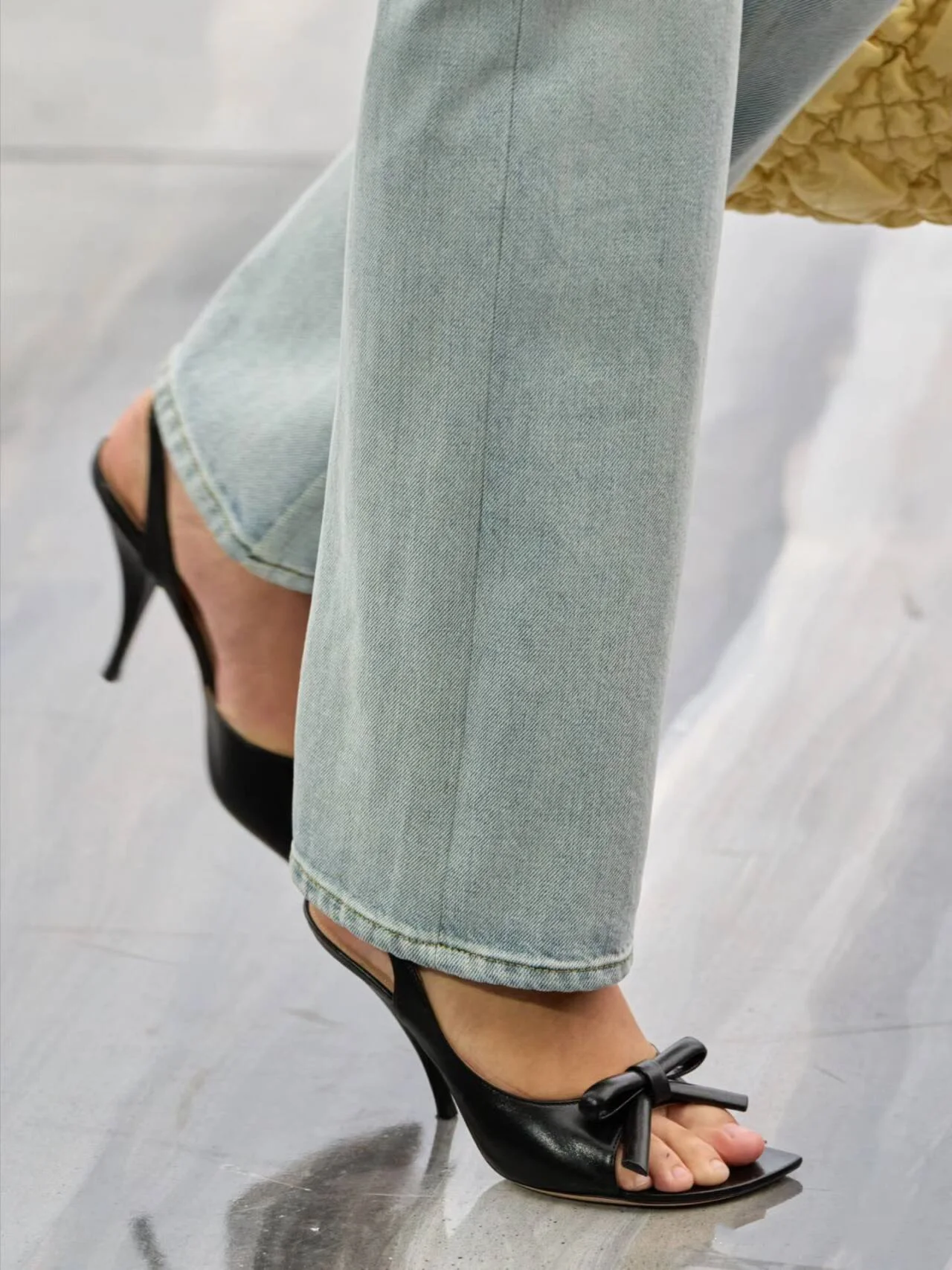 

2026 New Summer Square Toe Butterfly-Knot Outdoor Women Slippers Stiletto High Heels Slip On Design Fashion Show Shoes