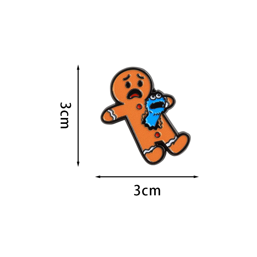 Kawaii Gingerbread Man Cookie Monster Brooch Funny Creativity Shaped Badges Cartoon Anime Peripheral Enamel Pin Collar Jewelry - view 6