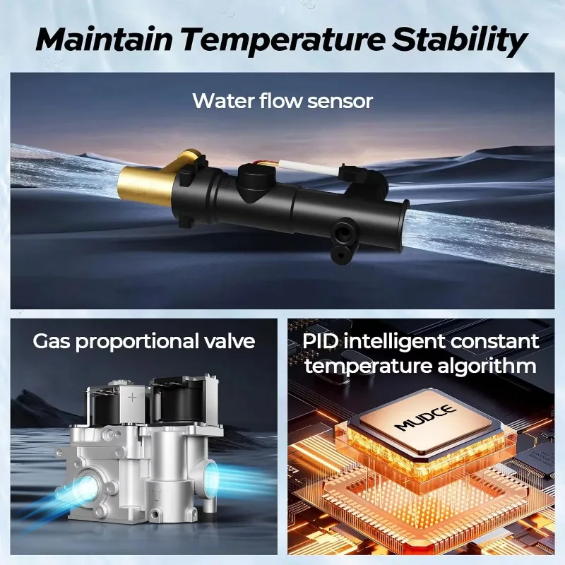 سخان مياه غاز البترول المسال 6 لتر 12 فولت من المصنع مباشرة، بدء تشغيل ضغط المياه المنخفضة مع تسخين سريع لتطبيقات RV والخارج #3
