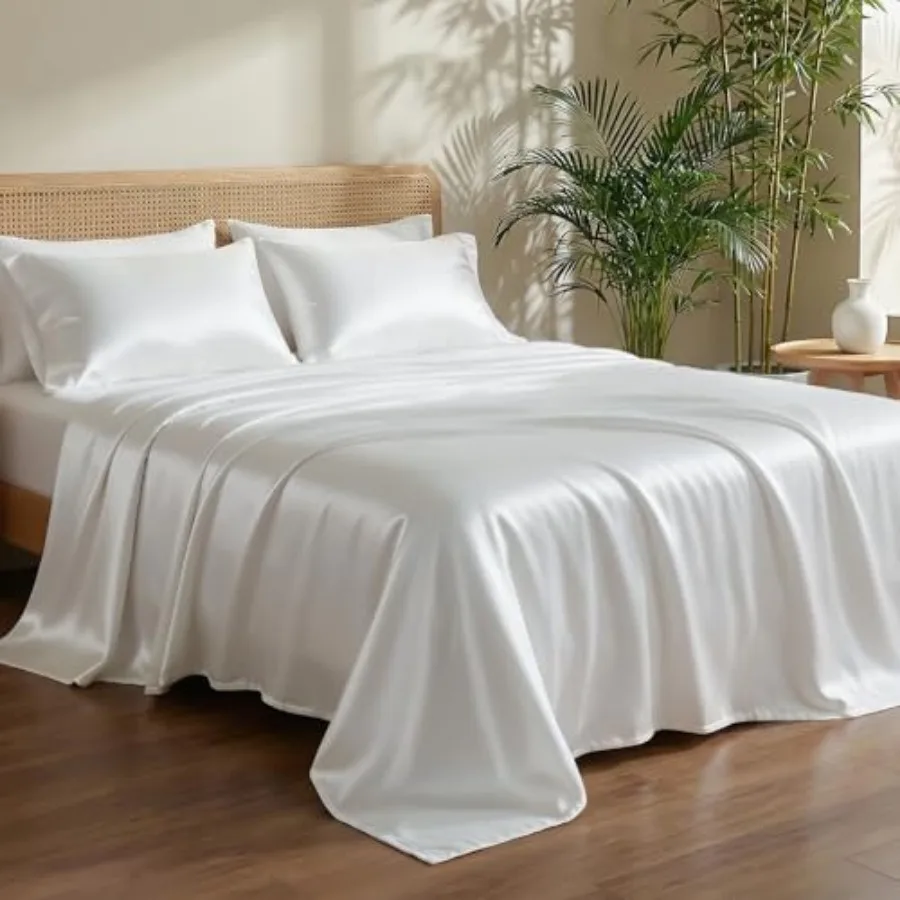 

Luxury Tencel and Viscose Derived from Bamboo Hotel Sheet Set Deep Pocket and Cooling for Hot Sleepers Silky Smooth Hypoallerge