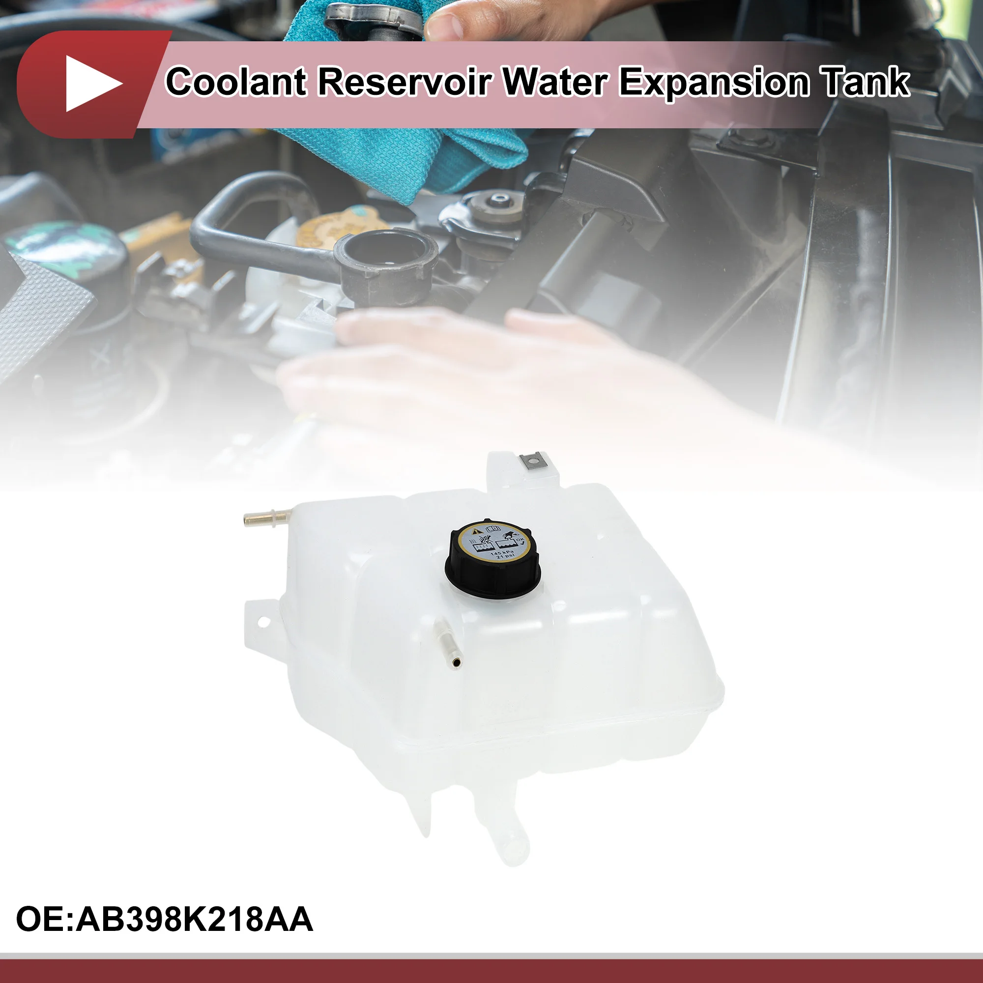 

UXCELL Engine Coolant Reservoir Water Expansion Tank for Ford for Ranger 2012-2020 Coolant Bottle with Cap No.AB398K218AA