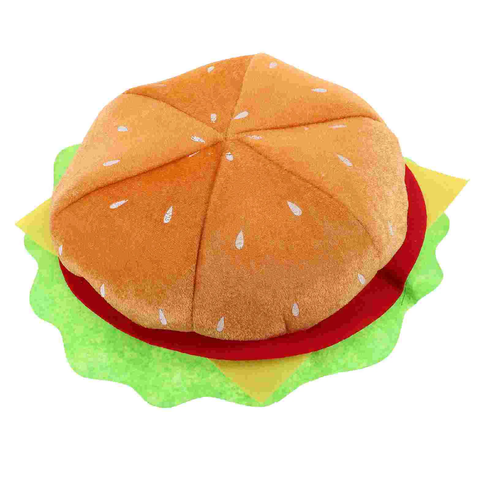 

Burger Hat Fun Fast Food Hamburger Pizza Party Supplies Decorative Crazy Hats Soft Plush Costume