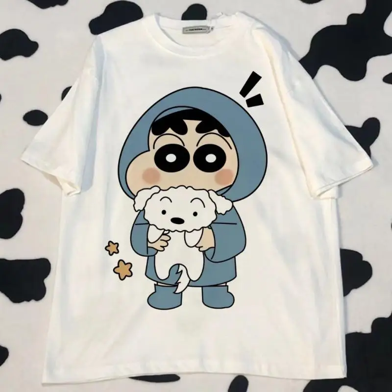 

Crayon Shin Chans Creative Cartoon Anime Autumn Round Neck Loose Long Sleeved Shirt Top Short Sleeve Cute Bandai Kawaii T Shirt