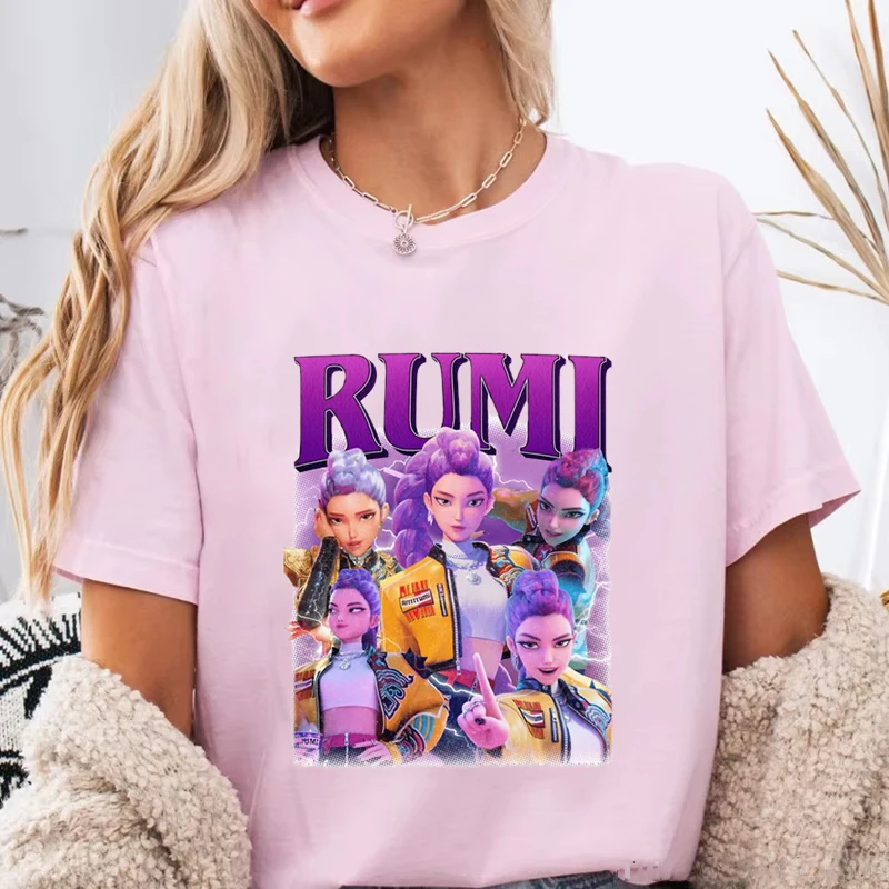 

New K-Pop Demon Hunters Rumi Printed T-shirts for Women Men Summer Tee Shirt Men Casual Short Sleeve Round Neck Tops T-shirts