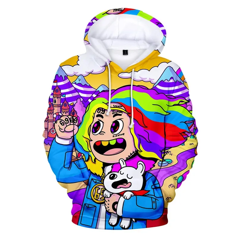 

Новые толстовки с 3D-принтом Rapper Tekashi69 6ix9ine Tekashi 69 для женщин/мужчин, модные пуловеры в стиле Харадзюку, одежда с капюшоном