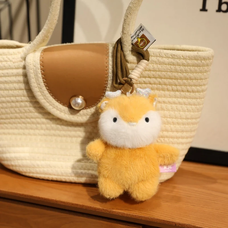 Cute Animal Plush Toys Kawaii Cat Dog Fox Panda Pendant Bag Accessories Keychain Bag Car Pendant Kids Xmas Gift