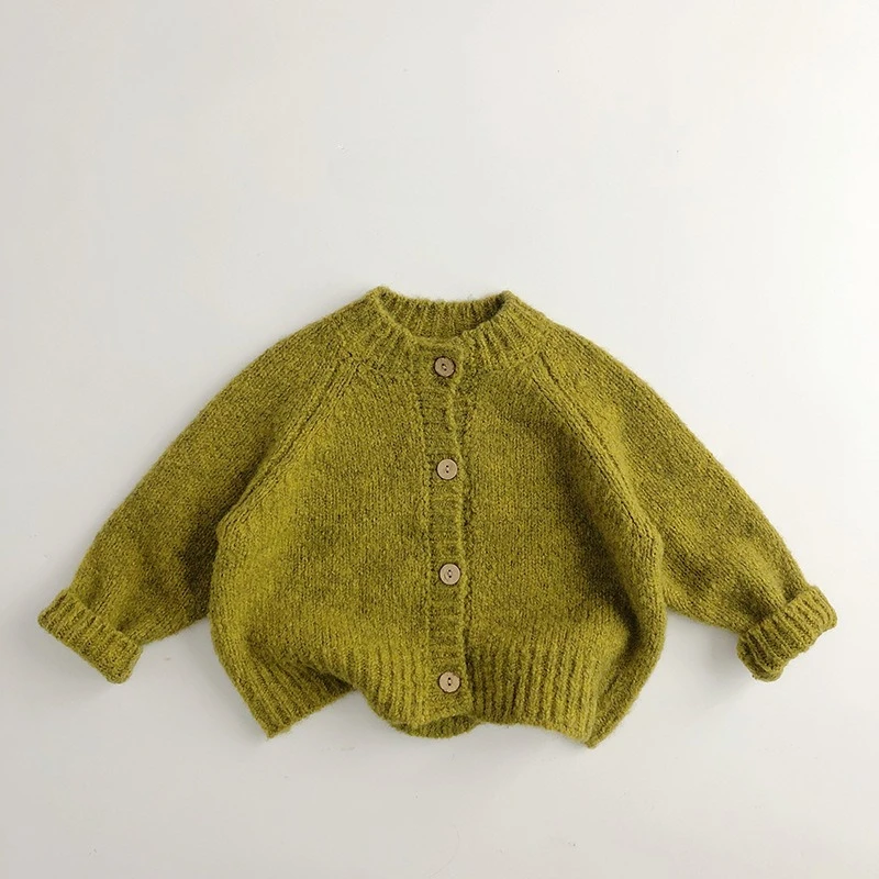 

New Autumn Childrens Sweaters 1-6Y Simple Style Solid Boys Knitwear Korean Loose Warm Kids Knitted Cardigan Girls Sweater Coat