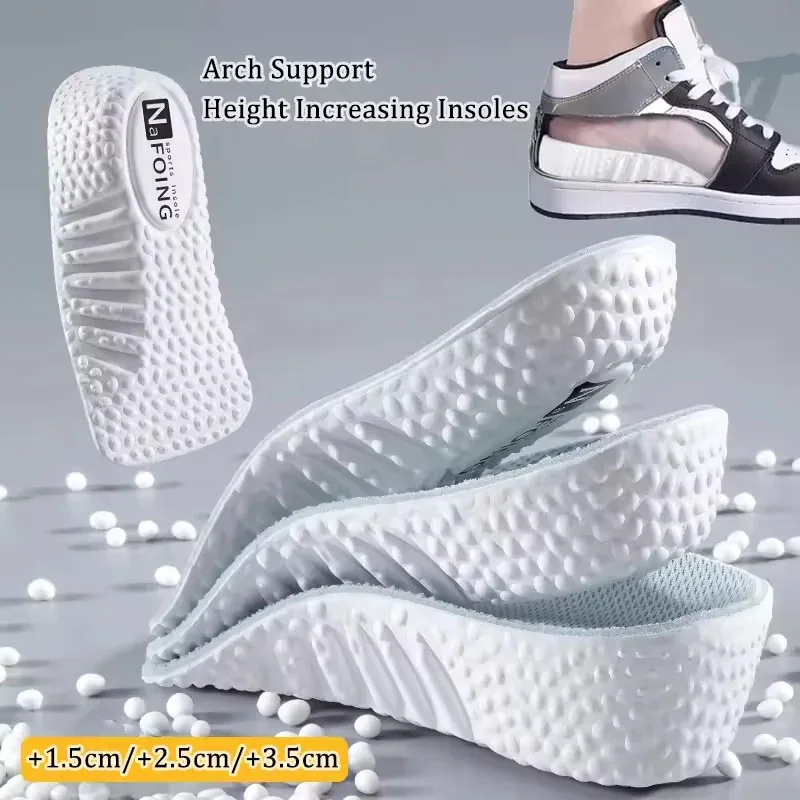1 Pair EVA Material Height Increase Insoles For Shoes High elasticity Shock Absorption Comfortable Inserts For Women Men