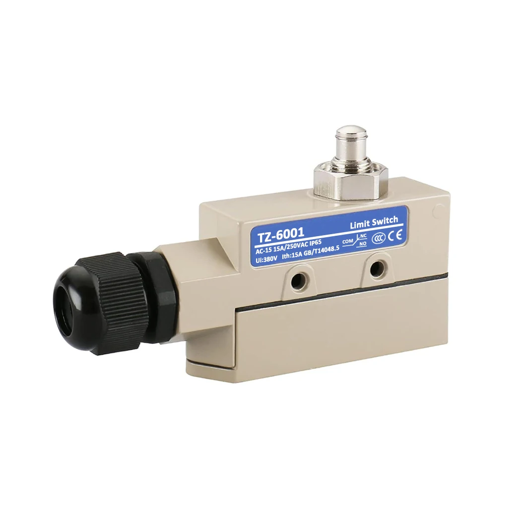 ABILKEEN TZ-6001 Sealed Limit Switch 250VAC 15A Push Plunger Type Travel Limit Switch for Push & Pull Safety Door/Roll-up Door