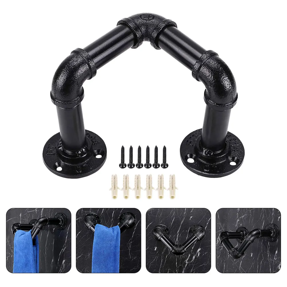 

1Pcs Bathroom Towel Hook Simple Structure Easy Install Iron Storage Hanger Towel Rack Bathrobe Rack Wall-Mounted Storage Tool