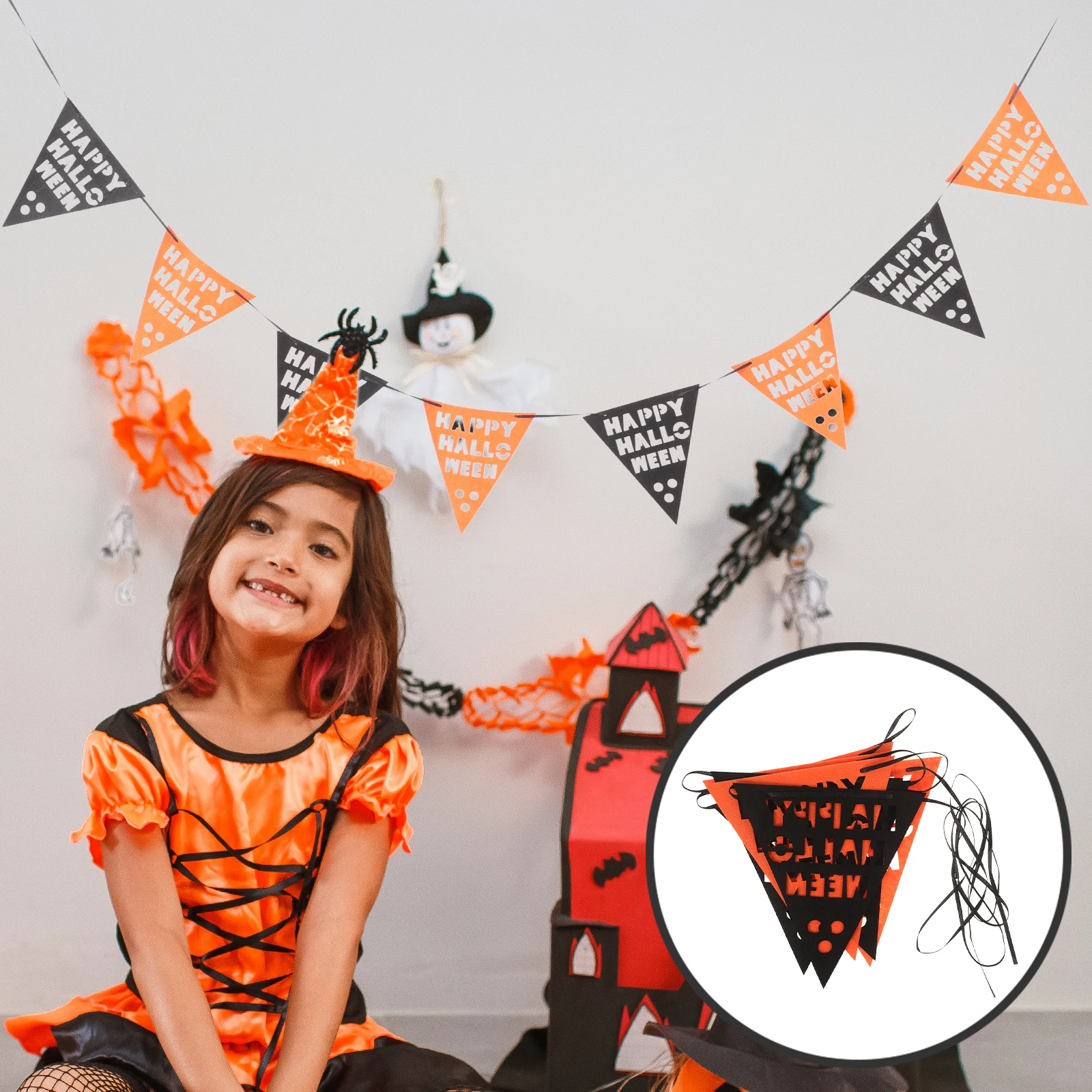 

1 String Of Halloween Felt Banner Party Decor Hanging Decoration For Indoor Outdoor Home Wall Window Door Tree Festival Event