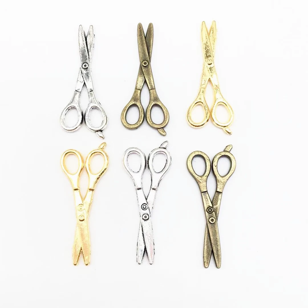 Fashion 40 Pcs 29x11mm Three Color Scissors Charms Pendants Handmade Decoration Vintage For DIY Jewelry Making Findings