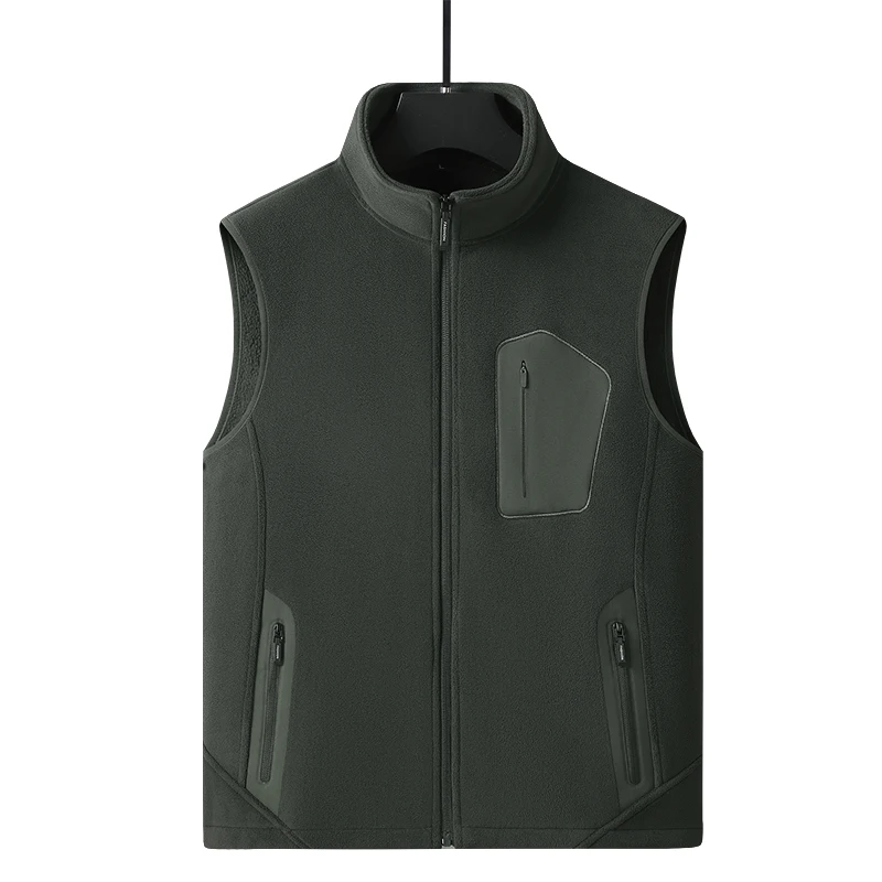 

Autumn Winter Men Fleece Vest Male Thick Warm Waistcoat Outwear Casual Thermal Soft Vests Men's Standing Collar Business Vest
