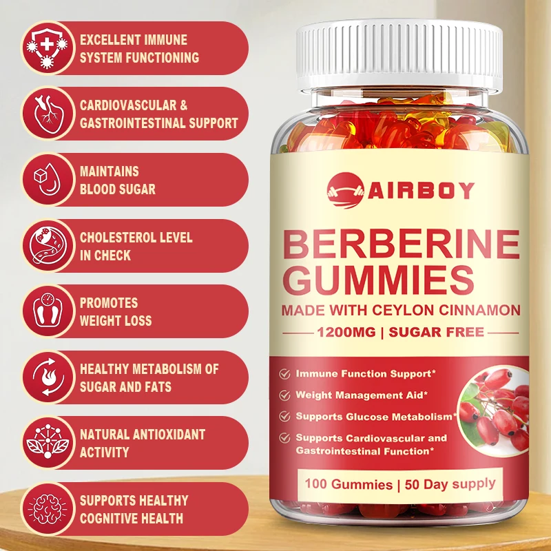 Berberine & Ceylon Cinnamon Gummies - Support Immune, Heart, Metabolic and Digestive Health