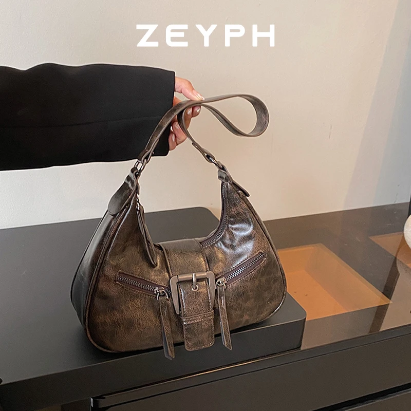 

Zeyph Small PU Leather Saddle Shoulder Bags for Women 2025 Y2K New Female Fashion Lady Party Luxury Handbags and Purses