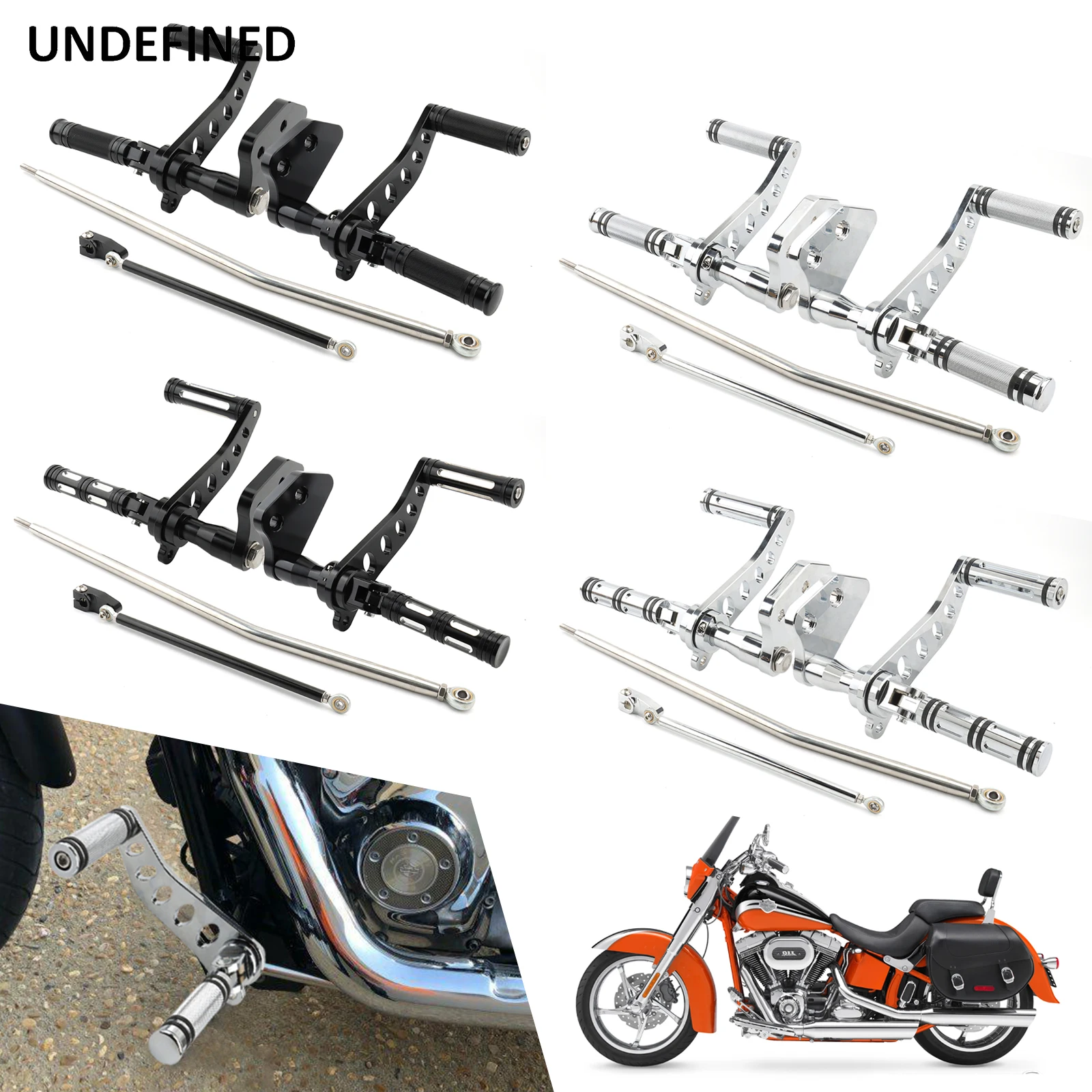 Chrome Forward Controls Foot Pegs Levers For Harley Dyna Street Bob FXDB 2006-2017 Super Glide 2000-2015 FXDF Aluminum