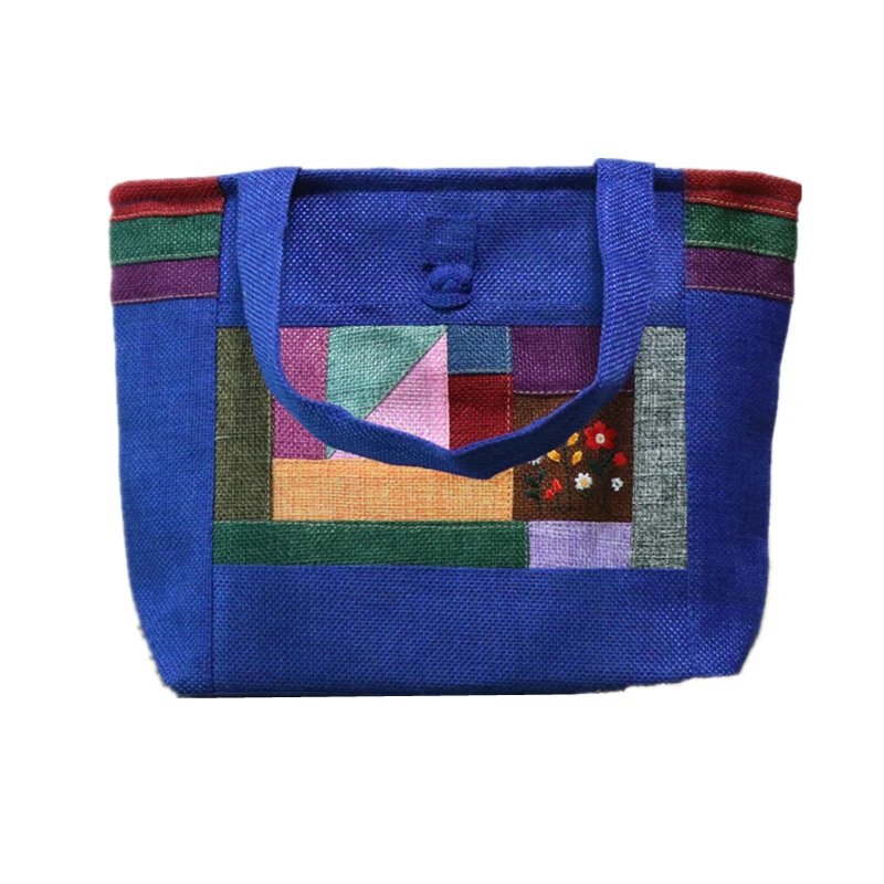 Casual Cotton Linen Korean Style Single Shoulder Handbag Ethnic Minority Women's Shopping Bag Durable Zipper Closure Handheld