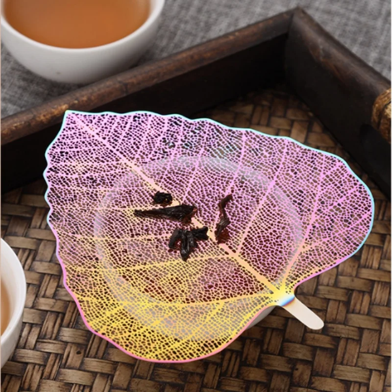 Rose Gold Black Colorful Bodhi Leaf Tea Filter 304 Stainless Steel Hollow Leaf Tea Strainer Kung Fu Tea Set Teaware Accessories