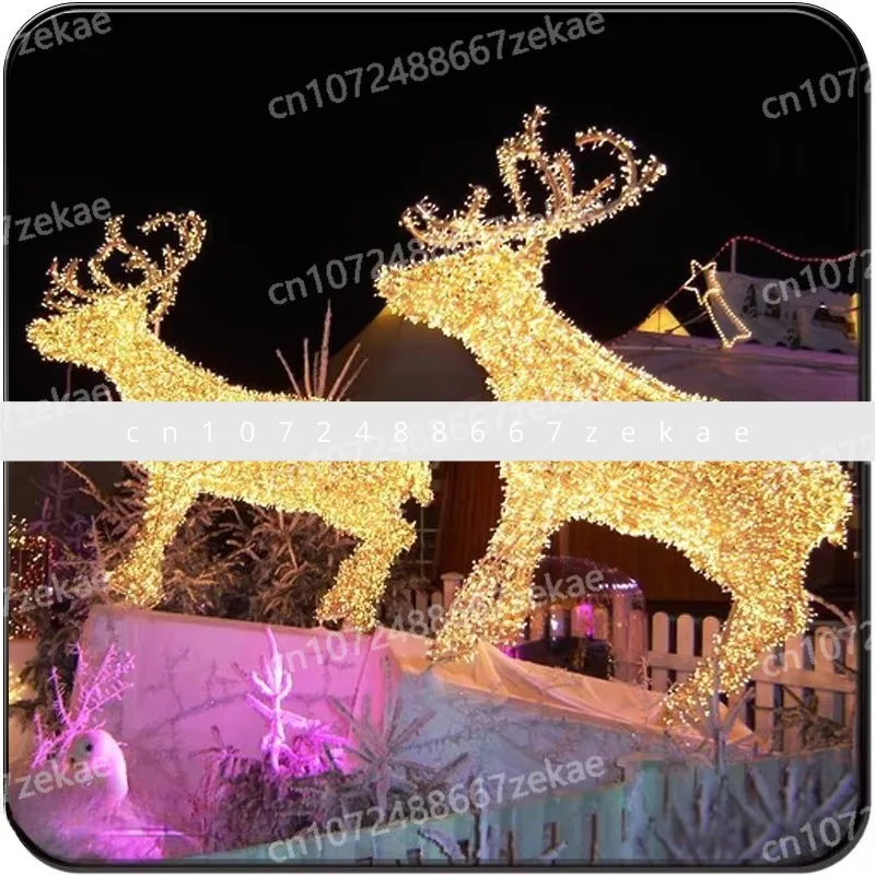 Outdoor Giant Light Emitting Diode Reindeer Pattern Light  Illumination 3D Metal Landscape IP65 Christmas Decoration Large