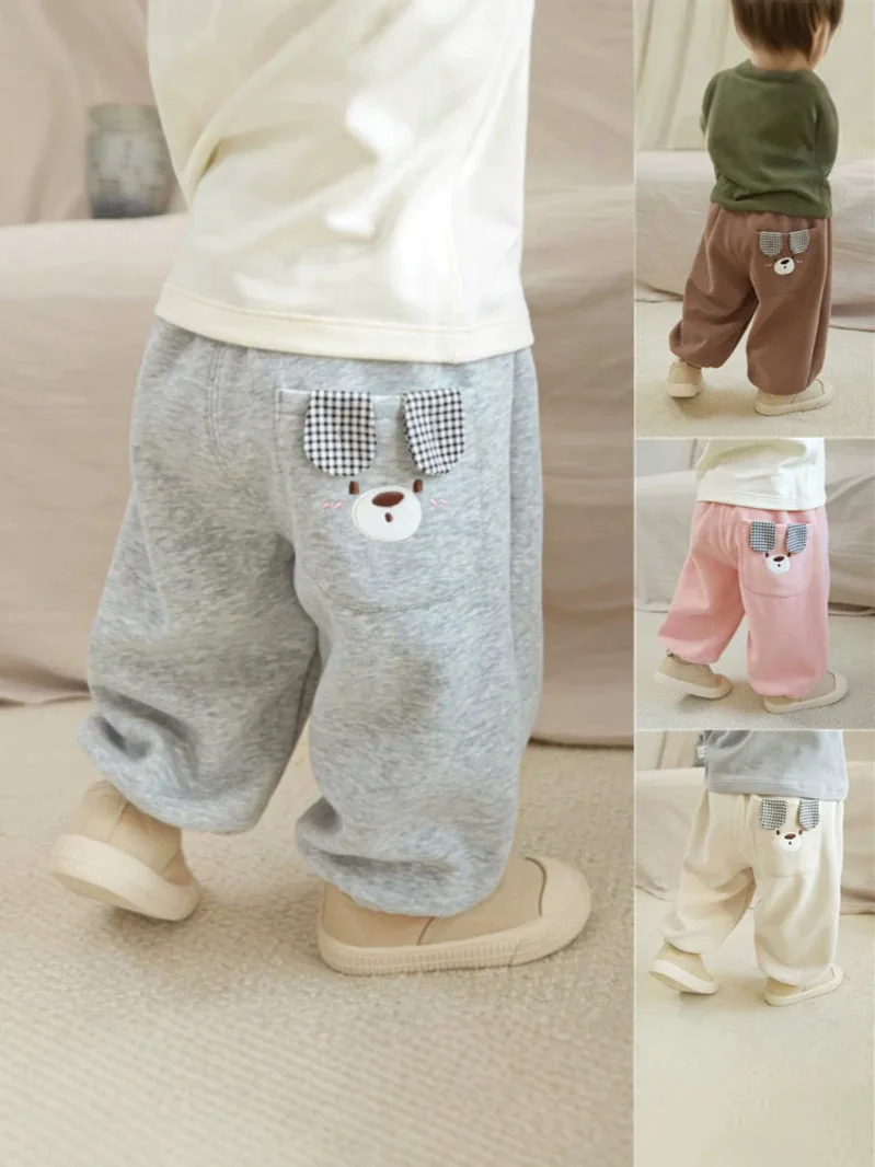 0-4T Spring Autumn Toddler Casual Pants Loose Fit Outdoor Sweats with Cartoon Print Stylish Versatile Kids Trousers Basic Pant