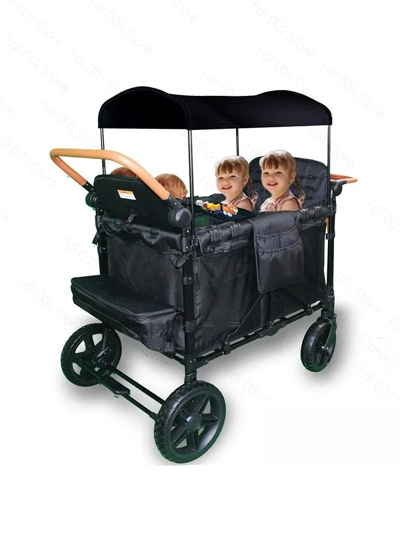 One-click folding baby stroller, shock-absorbing car, quadruple car, outdoor camping cart, stroller.