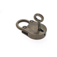 1Set Metal Old Vintage Style Mini Padlock Small Luggage Box Key Lock Copper Color Lot Of 3 Home Usage Hardware Decoration