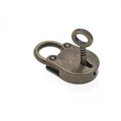 1Set Metal Old Vintage Style Mini Padlock Small Luggage Box Key Lock Copper Color Lot Of 3 Home Usage Hardware Decoration