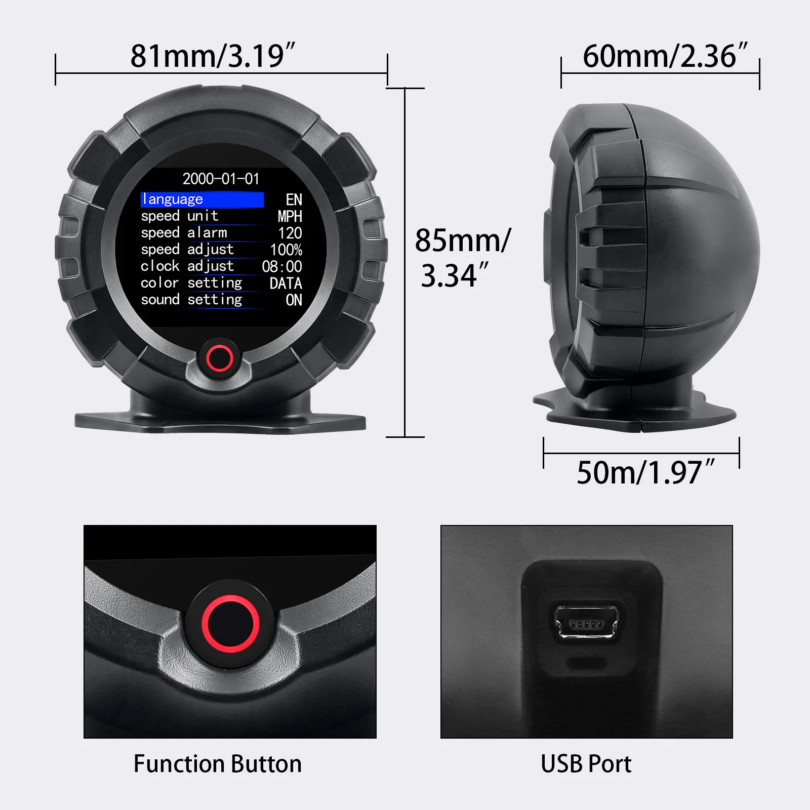 AD X95 Head Up Display GPS HUD Slope Meter Accessories HUD Auto Electronic Speedometer MPH KMH Speed Pitch Tilt Angle Altitude