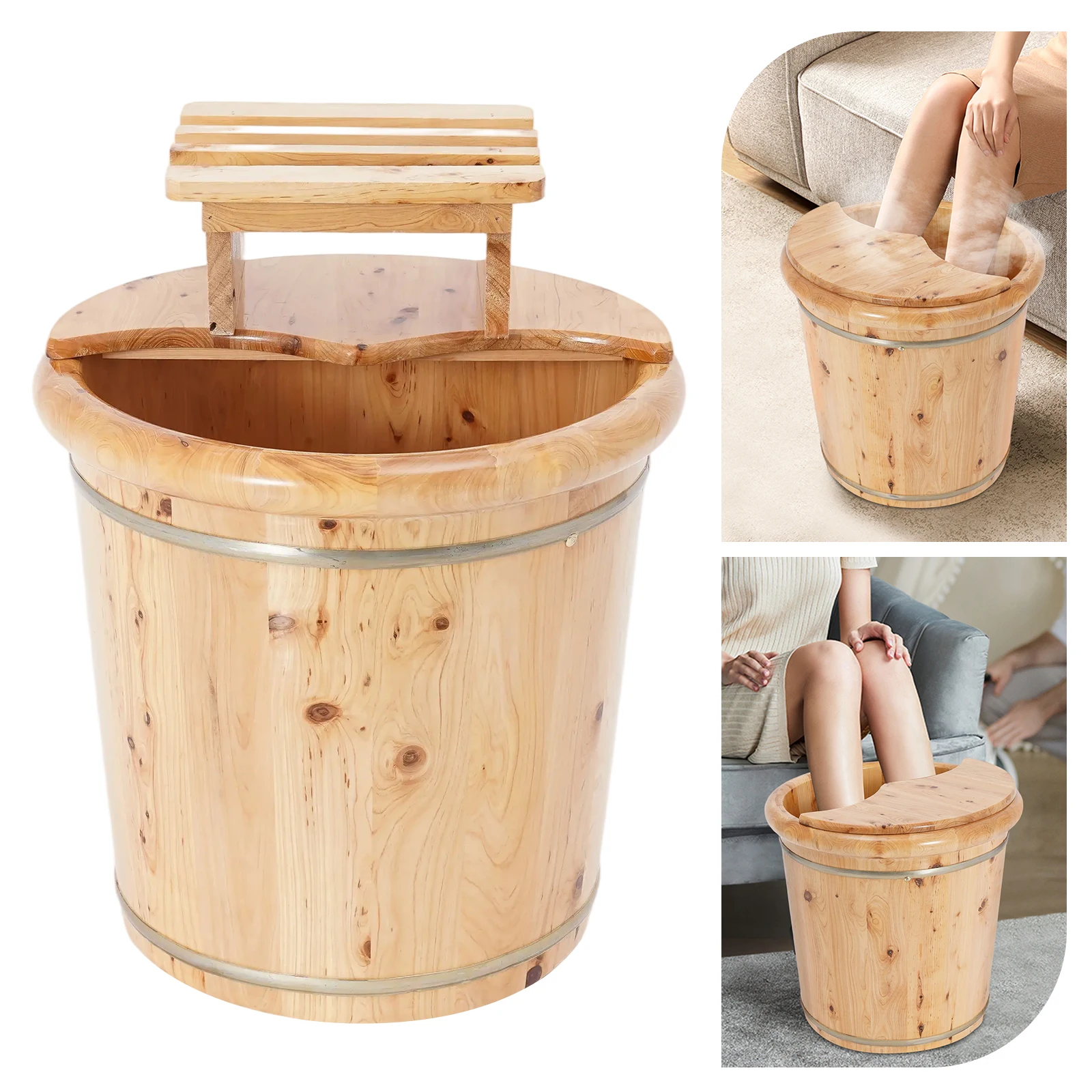

Деревянное деревянное/коричневое ведро для ванны для ног, 40*40 см с круглым краем/карбонизированное ведро для ванны для ног для дома, спа для ног