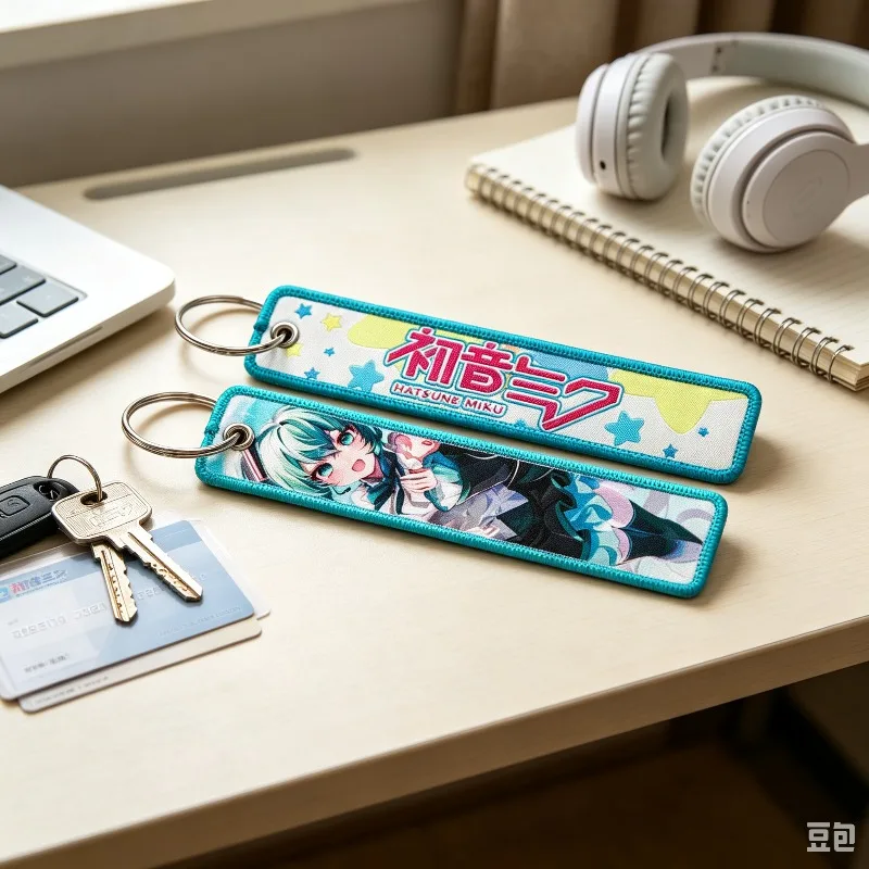 Anime Hatsune Miku Woven Key Tag Cartoon Jet Tag Keychain Backpack Hanging Ornament Key Ring Gift for Anime Fans view 5