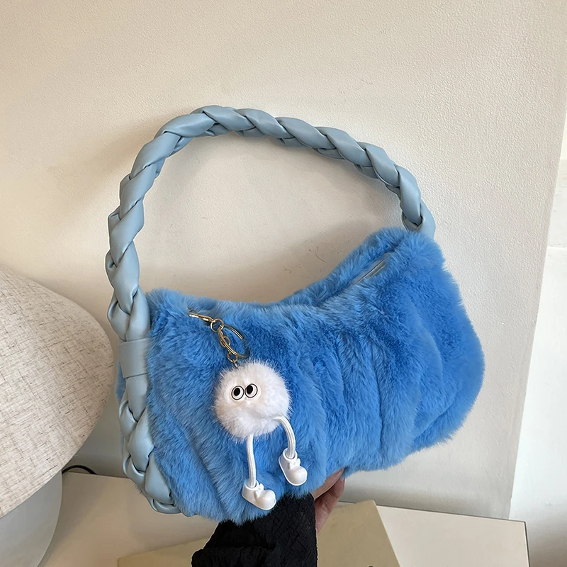 

Plush Solid Color Shoulder Bags 2025 Autumn Winter Simple Ladies Bags 2025 Hot Sale Large Capacity Exquisite Crossbody Bags