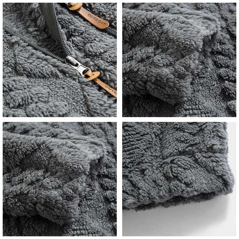 신상 플리스 후드 남성 재킷 겨울 패션 다용도 캐주얼 보온 코트 야외용 솔리드 두꺼운 편안한 스웨터