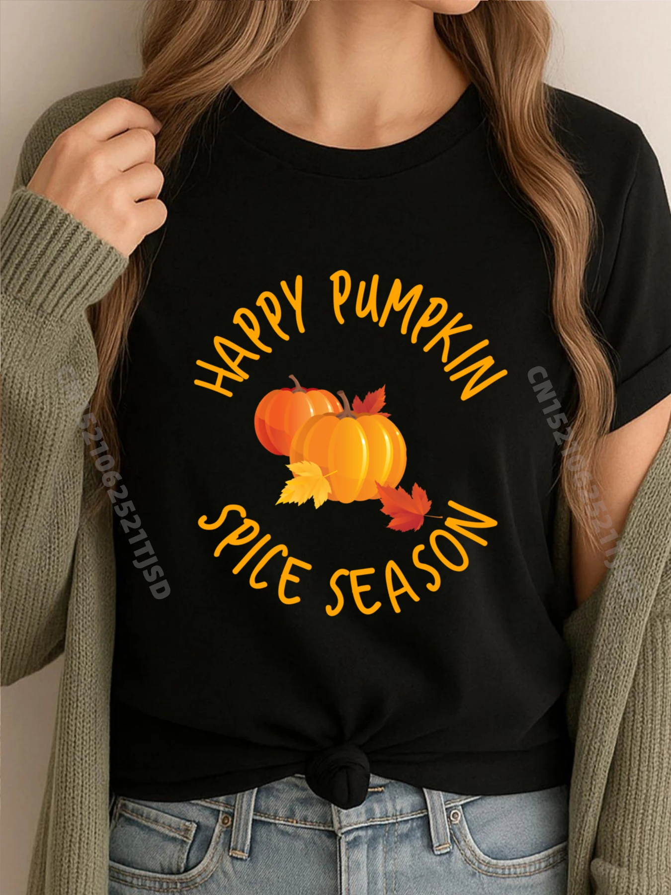 

Happy Pumpkin Spice Season Fall Themed Seasonal Design Woman Clothes Tee Shirt Woman Print