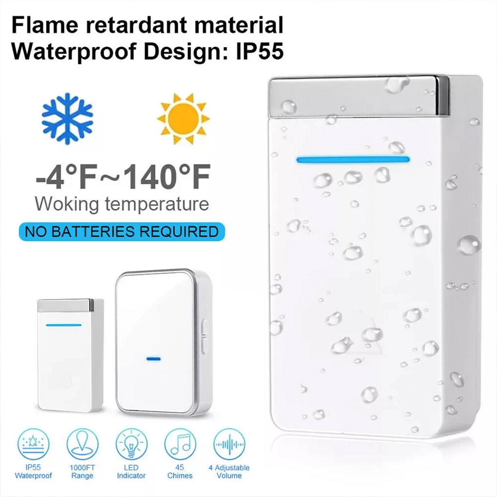 جرس الباب 1 2 زر 1 2 استقبال 300 متر عن بعد ذكي مصباح ليد جرس باب المنزل اللاسلكي الرنين